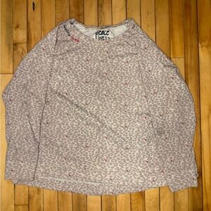 Peace Love World Beige and White animal print Top